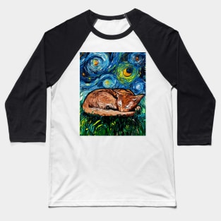 Sleepy Abyssinian Night Baseball T-Shirt